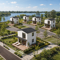 Villa modulaire préfabriquée isolée à deux étages, dépliable rapidement, avec design et finitions personnalisées pour projets