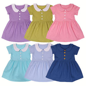 Monogramma vestiti estivi <span class=keywords><strong>di</strong></span> <span class=keywords><strong>cotone</strong></span> <span class=keywords><strong>di</strong></span> <span class=keywords><strong>mussola</strong></span> <span class=keywords><strong>di</strong></span> lino bottoni in bianco 2-10 anni per bambini vestiti da ragazza - Product Image 2