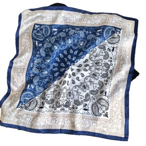 Silk Bandana Custom Logo Geometric Patchwork Lightweight Summer Square Neckerchief Headscarf Factory Wholesale - Product Image 4