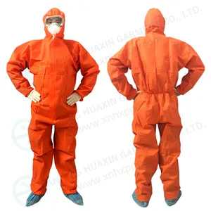 TYPE 5 6 Disposable Orange Nonwoven SMS Wear Paint Spraying Safety Coverall