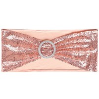 Ceinturage à paillettes pour chaise de mariage, ceinturage à nœud, en Spandex, à paillettes, cravate avec boucle ronde, décoration de fête, événement, 10 pièces/50 pièces
