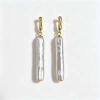Boucles d'oreilles pendantes en argent sterling 925 plaqué or 18 carats, perles baroques naturelles de qualité AAAA, petites pierres organiques, perle blanche naturelle, tendance pour femmes