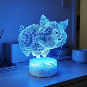 Belle Piggy 7/16 Couleur <span class=keywords><strong>Veilleuse</strong></span> 3D Illusion Télécommande LED <span class=keywords><strong>Veilleuse</strong></span> Pour Enfants Bébé Sommeil <span class=keywords><strong>Veilleuse</strong></span> - Product Image 3
