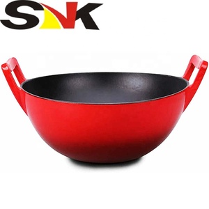<span class=keywords><strong>Wok</strong></span> en fonte professionnel, OEM, émaillé, double poignée, <span class=keywords><strong>wok</strong></span> <span class=keywords><strong>japonais</strong></span> en fer - Product Image 4