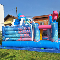 Château Gonflable Commercial Thème Sirène avec Toboggan et Coquillages Océaniques pour Fêtes d'Enfants