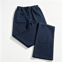Pantalon en jean droit bleu marine pour homme, taille élastique avec cordon de serrage, coupe ample, style Hip Hop Streetwear Y2K, idéal pour les fêtes et le sport décontracté