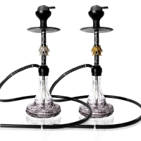 Chicha Dorée Inimitable Style Ottoman, Kit de Narguilé Gravé Orné avec Logo Personnalisé, Coffret en Aluminium et Verre