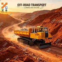 Camion benne sur chenilles hydraulique de 15 tonnes, châssis Doosan, moteur turbocompressé, auto-basculement hydraulique pour pentes montagneuses et routes boueuses