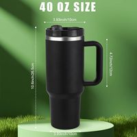 Vaso Térmico de 40oz con Asa y Popote, Doble Pared de Acero Inoxidable, Aislamiento al Vacío, Taza de Viaje para Coche, Logotipo Grabado con Láser