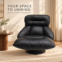 Fauteuil d'appoint pivotant moderne en cuir écologique avec rembourrage en duvet et éponge, structure en fer et base ronde, idéal pour salon et hôtel