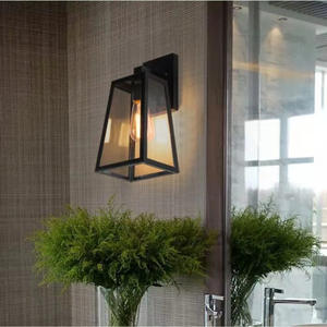 Nuevo estilo al aire libre vidrio transparente linterna Sconce luz decorativa moderna LED accesorio impermeable negro jardín lámparas de pared - Product Image 5