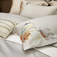 Ensemble de draps en coton respirant et doux pour la peau, brodés de fleurs, haute densité, pour hôtel 5 étoiles, literie de luxe, vente en gros