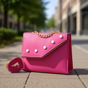 Bolso Bandolera Daria Buganvilia de 7 Pulgadas con Cierre de Cremallera, Perlas, Moda, Bolso de Hombro para Mujer, Verano, Lona de Poliéster - Product Image 2