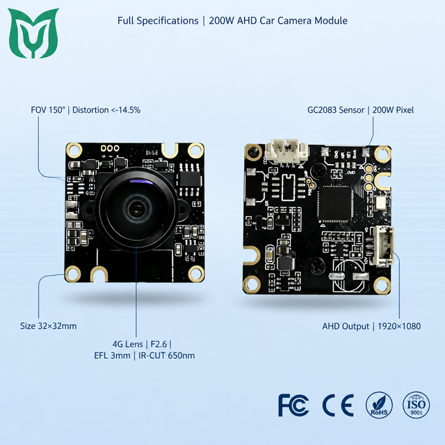 1080P AHD Car Camera Module 2MP GC2083 MY-02A-V1 1/3.02" Sensor 150 Wide Angle Automotive Grade Rear View Dash Cam Camera