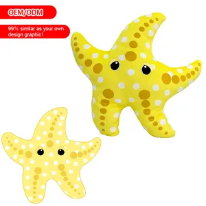 JOPark Custom Yellow Starfish Hugging Plush Pillow Super Soft Stuffed Sea Animals Plush Toy Creative Star Cushion Plushie Gift