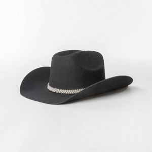 Wholesale 2024 Luxury Rhinestone Band Chapeau Western Wide Brim Fedora Custom Cowgirl Wool Felt Custom Logo Women Cowboy Hats - Product Image 4