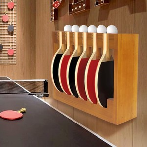 Wooden Table Tennis Paddle Holder <b>Desktop</b> Vertical Storage Rack Multifunctional Storage Rack Multi-compartment Paddle Stand - Product Image 1