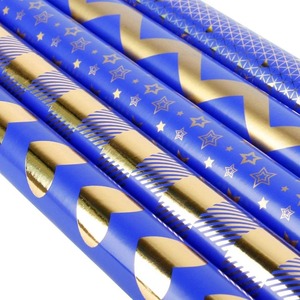 Blue Gold <b>Pattern</b> Metallized Virgin Wrapping <b>Paper</b> Roll 30 Inch Double Side Eco-Friendly Gift Packaging Digital Printing - Product Image 4