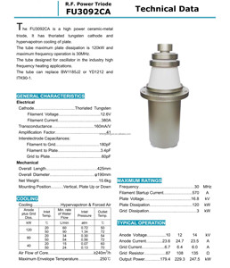 Tube d'oscillation à triode électronique RF FU3092CA d'origine chinoise BEIJING, tube de puissance pour machine haute fréquence - Product Image 3