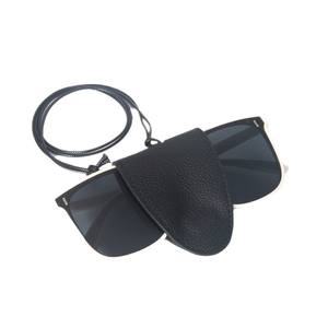 Clip magnétique pour lunettes, cordon en cuir marron et noir, étui de rangement pour voyage avec chaîne, forme irrégulière, design solide - Product Image 5