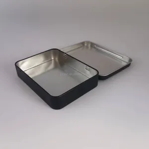 115x85x22mm Black Custom Rectangular Metal Packaging Metal Tin Box With Hinged Lid