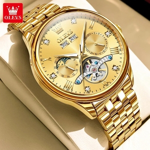 Montre homme OLEVS 7023 de luxe, squelette automatique mécanique, avec calendrier des phases lunaires 24 heures, étanche. - Product Image 5