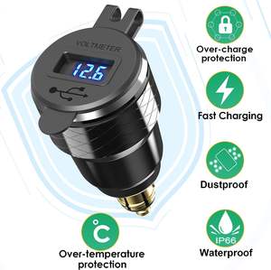 Adaptateur <span class=keywords><strong>USB</strong></span> C 12V-24V 30W PD Din Hella Plug avec voltmètre <span class=keywords><strong>Chargeur</strong></span> <span class=keywords><strong>USB</strong></span> rapide 18W QC3.0 pour <span class=keywords><strong>moto</strong></span> Ducati Triumph <span class=keywords><strong>BMW</strong></span> - Product Image 2