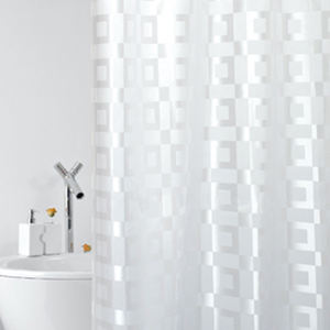 Cortina de ducha de tela DAMA, 120x200 cm, decoración de baño con patrón geométrico - Product Image 1