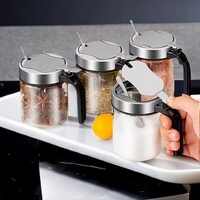 M Dropshipping INest LH-006 Pot à épices minimaliste avec cuillère, boîte à épices en verre scellée anti-humidité, en stock