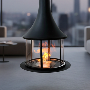 <span class=keywords><strong>Cheminée</strong></span> <span class=keywords><strong>bioéthanol</strong></span> autoportante moderne PANSEE 900 mm en acier au carbone noir <span class=keywords><strong>avec</strong></span> porte en verre et télécommande, <span class=keywords><strong>cheminée</strong></span> suspendue - Product Image 1