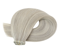 Extensions de cheveux humains couleur blond gris, peuvent être décolorées, durée de vie de 6 mois à 1 an, trame machine, 18 22 24 26 28 pouces