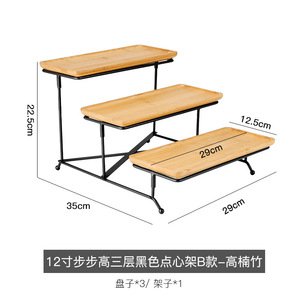 Soporte Rectangular de cerámica de 3 niveles para servir, plato blanco dorado, estante plegable más resistente, plato de porcelana, vajilla elegante - Product Image 5