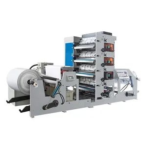 Mesin cetak flexo Multi Warna otomatis untuk gelas kertas pencetak cangkir kertas sekali pakai mesin cetak cangkir kertas