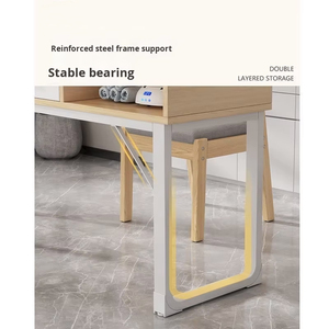 Ensemble de mobilier de salon de manucure complet avec chaise, support de travail double couche en plastique et bois, couleur Morandi personnalisée, style moderne - Product Image 4