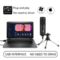 Microphone USB à condensateur filaire professionnel motif polaire cardioïde fonction Portable d'annulation de bruit pour une utilisation en Studio de bureau