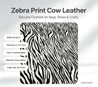 Kulit Sapi Asli Bermotif Zebra Cokelat Tua untuk Tas dan Alas Kaki