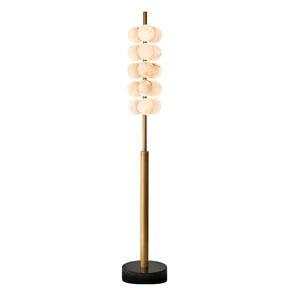 Lampe sur pied en albâtre naturel en forme <span class=keywords><strong>de</strong></span> grappe <span class=keywords><strong>de</strong></span> <span class=keywords><strong>raisins</strong></span> sculpturale |   Lampe <span class=keywords><strong>de</strong></span> sol LED en laiton doré avec base en marbre pour salon - Product Image 1