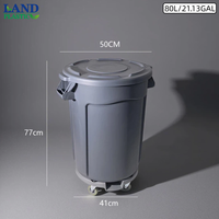 Poubelle ronde en PP de 80L et 120L, structure robuste, avec couvercle, pour la collecte des déchets commerciaux