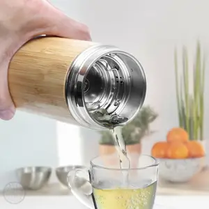 Özel bambu çay bardağı demlik ile vakum yalıtımlı şişe