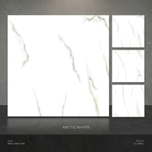 Azulejos de Porcelana Esmaltada con Aspecto de Mármol Blanco Carrara de 600x600 mm, Elegantes para Pisos Interiores de Villas y Resorts - Product Image 1