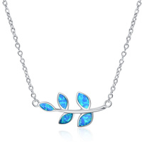 Nouvelle arrivée de bijoux de luxe en argent sterling 925 opale femmes feuille pendentif collier