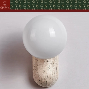 Lámpara de Pared GOLDKING para Dormitorio, Base Ovalada de Travertino Beige Natural, Globo de Vidrio Esmerilado, Diseño Personalizado OEM ODM, Directo de Fábrica - Product Image 5