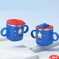 Vaso de entrenamiento para bebés con diseño de conejo de dibujos animados, de acero inoxidable 304 de grado alimenticio, a prueba de fugas, con doble asa y tapa con pajita.
