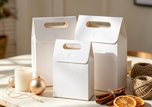 Multi-size White Flip Handle Stand-up Bags Made Thick White Cardboard Eco-Friendly Recyclable Four-Color Printing Integrated - Product Image 4