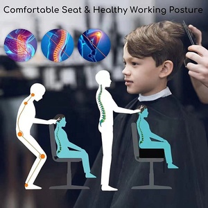 Chaise de barbier pour enfants avec coussin et siège rehausseur en cuir synthétique et acier inoxydable, design moderne pour salon - Product Image 6