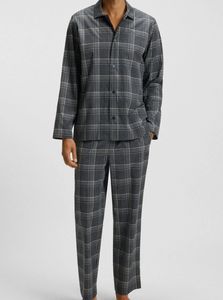 Vêtements de nuit en coton respirant pour hommes en gros, <span class=keywords><strong>pyjama</strong></span> décontracté à carreaux pour garçons, taille plus, ensemble de vêtements de maison pour hommes, <span class=keywords><strong>pyjama</strong></span> à manches longues en deux pièces - Product Image 2