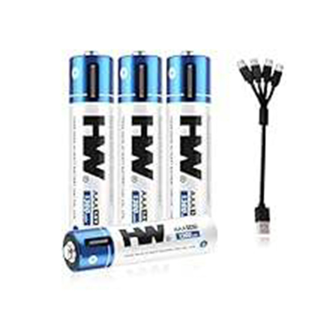 Wholesale 4-in-1 USB-C Cable Rechargeable AAA 10440 Li-ion Batteries 1200mWh 1.5V Constant Output 1200 Cycles
