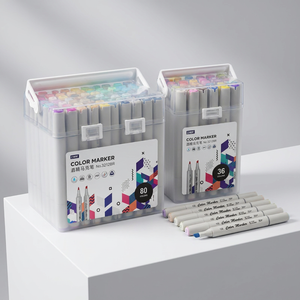 Customized 24-168 Colors Alcohol Markers Chisel &amp; <strong>Brush</strong> Tip Marker <strong>Pen</strong> Sets Permanent <strong>Ink</strong> Non-Erasable Art Markers for Painting - Product Image 2