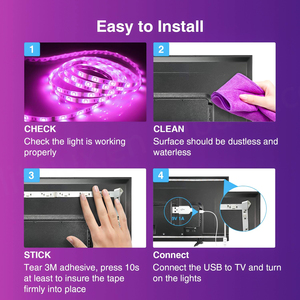 Tira de Luces LED RGB SMD5050 Impermeable con Control Remoto USB, Sincronización de Música, Colorida, para TV, Retroiluminación, Decoración del Hogar - Product Image 6