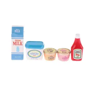 Charms in resina Kawaii salsa di pomodoro yogurt charms per latte set da gioco per case delle bambole in miniatura per frigorifero